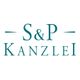Logo mit der Aufschrift "S&P Kanzlei", in blauem Text auf weißem Hintergrund.