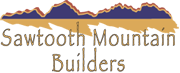 Logo with mountain silhouette and text "Sawtooth Mountain Builders" below.