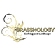 Golden "Grassnology" logo with ornate, leafy swirl design to the left.
