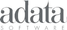 Logo mit dem Text "adata SOFTWARE" in elegantem Grauton.