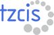 Logo mit blauem Text "tzcis" und grauen, kreisförmig angeordneten Punkten rechts.