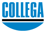 Logo mit blauem Text "COLLEGA" über einer schwarzen Linie und einem blauen Bogen darunter.