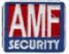 Logo mit den Buchstaben "AMF" in Weiß auf Rot, darunter steht "SECURITY" in Weiß auf blauem Hintergrund.