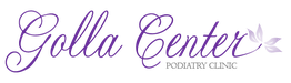 "Golla Center logo with elegant purple cursive and butterfly design."