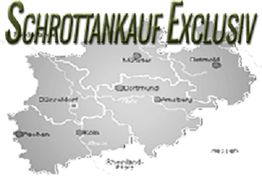 Karte von Nordrhein-Westfalen mit "Schrottankauf Exclusiv" oben. Städte markiert: Köln, Dortmund.