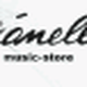Logo des Pianelli Music Store mit Noten im Hintergrund.
