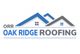 Logo with two roof shapes and text: "ORR Oak Ridge Roofing" in blue and gray.