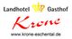 Logo des Landhotels Krone mit Krone-Symbol und Website: www.krone-eschental.de.