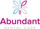 Stylized leaf design with "Abundant Dental Care" text in pink and gray.