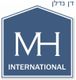 Blaues Logo mit der Aufschrift "MH INTERNATIONAL" und hebräischem Text oben rechts.
