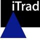 Logo "iTrad" con un triángulo azul sobre fondo negro.