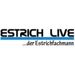 Logo mit Text: "ESTRICH LIVE ...der Estrichfachmann" und blauer Linie darunter.