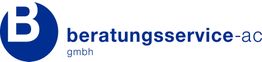 Blaues Logo mit weißem "B". Text: "beratungsservice-ac gmbh".