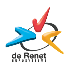 Logo mit drei bunten, gebogenen Pfeilen und dem Text "de Renet Eurosysteme".