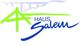 Logo von Haus Salem mit grünen und blauen Linien und Text in blauem Schriftzug.