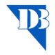 Blauw-wit logo met de letters "DB" binnen een driehoekige vorm.