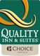 Quality Inn & Suites logo with Choice Hotels branding and stylized gold "Q" on green background.