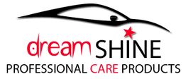 Logo mit stilisiertem Auto und Text: "dreamSHINE PROFESSIONAL CARE PRODUCTS".