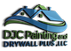 Logo of DJC Painting and Drywall Plus, LLC with house roofs and a green-blue swoosh.