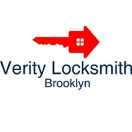 Red key logo with "Verity Locksmith Brooklyn" text below.