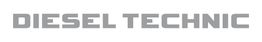 Grauer Schriftzug "DIESEL TECHNIC" auf weißem Hintergrund.