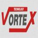 Logo with text "Vortex Technology" in red and gray on a light background.