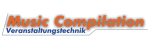 Logo mit der Aufschrift "Music Compilation Veranstaltungstechnik" in Blau und Orange.