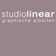 Logo mit Text "studiolinear graphische arbeiten" auf grauem Hintergrund.
