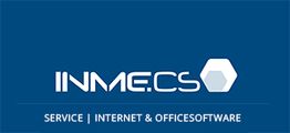 Logo von INME.CS mit Text: SERVICE | INTERNET & OFFICESOFTWARE auf blauem Hintergrund.