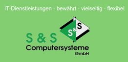 Grünes Logo von S&S Computersysteme GmbH mit Text: IT-Dienstleistungen - bewährt, vielseitig, flexibel.