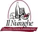 Logo mit Weinflasche, Glas und Käse; Text: "Il Nuraghe. Qualität. Genuss. Leidenschaft."
