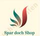 Logo mit Farbverlauf, roten und blauen Blättern, darunter Text "Spar doch Shop".