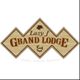 Logo of Lazy J Grand Lodge, South Dakota, with a diamond shape and rustic style.