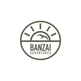 Logo of Banzai Adventures with a bird and sun design in green.