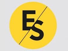 Círculo amarelo com as letras "E" e "S" em preto, divididas por uma linha diagonal.