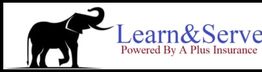 Elephant logo with text: "Learn&Serve Powered By A Plus Insurance".