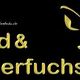 Goldener Schriftzug "Gold & Silberfuchs" mit Fuchsbild auf schwarzem Hintergrund.