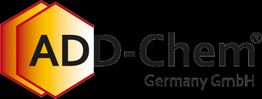 Logo mit Schriftzug "AD-Chem Germany GmbH" in Schwarz und Rot auf gelbem Hintergrund.