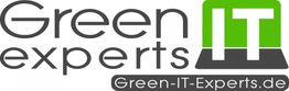 Logo mit Text: "Green IT experts" und "Green-IT-Experts.de" auf grauem Hintergrund.