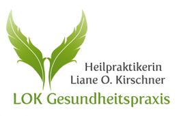 Logo mit grünen Flügeln; Text: "Heilpraktikerin Liane O. Kirschner, LOK Gesundheitspraxis".