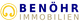 Logo mit gelbem Symbol und Text: "Benöhr Immobilien" in Blau und Beige.