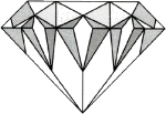 Strukturierter Diamant mit geometrischen Formen in Schwarz-Weiß.