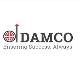 Logo of Damco with text "Ensuring Success. Always" and a globe icon with upward arrow.