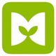 Grünes Logo mit weißem stilisierten "M" und Blattmotiv in der Mitte.