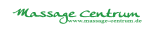 Logo des Massage Centrums mit grüner Schrift auf weißem Hintergrund.