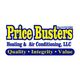 Price Busters Heating & Air Conditioning logo with "Quality, Integrity, Value" slogan.