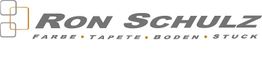 Logo von Ron Schulz mit Text: Farbe, Tapete, Boden, Stuck und geometrischen Symbolen.