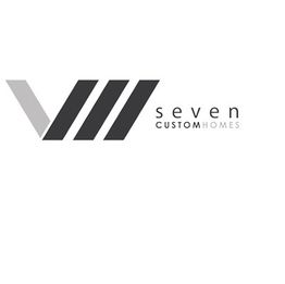 Logo with three diagonal black lines, text: "seven CUSTOM HOMES" in black and gray.