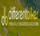 Texto en el logo: "differentbikers, venta, taller, bicicletas y accesorios" sobre fondo verde.