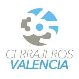 Logo de Cerrajeros Valencia con texto y diseño en azul y gris.